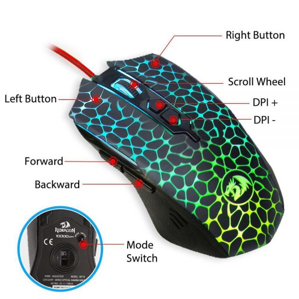 Redragon M716 INQUISITOR RGB Wired Gaming Mouse