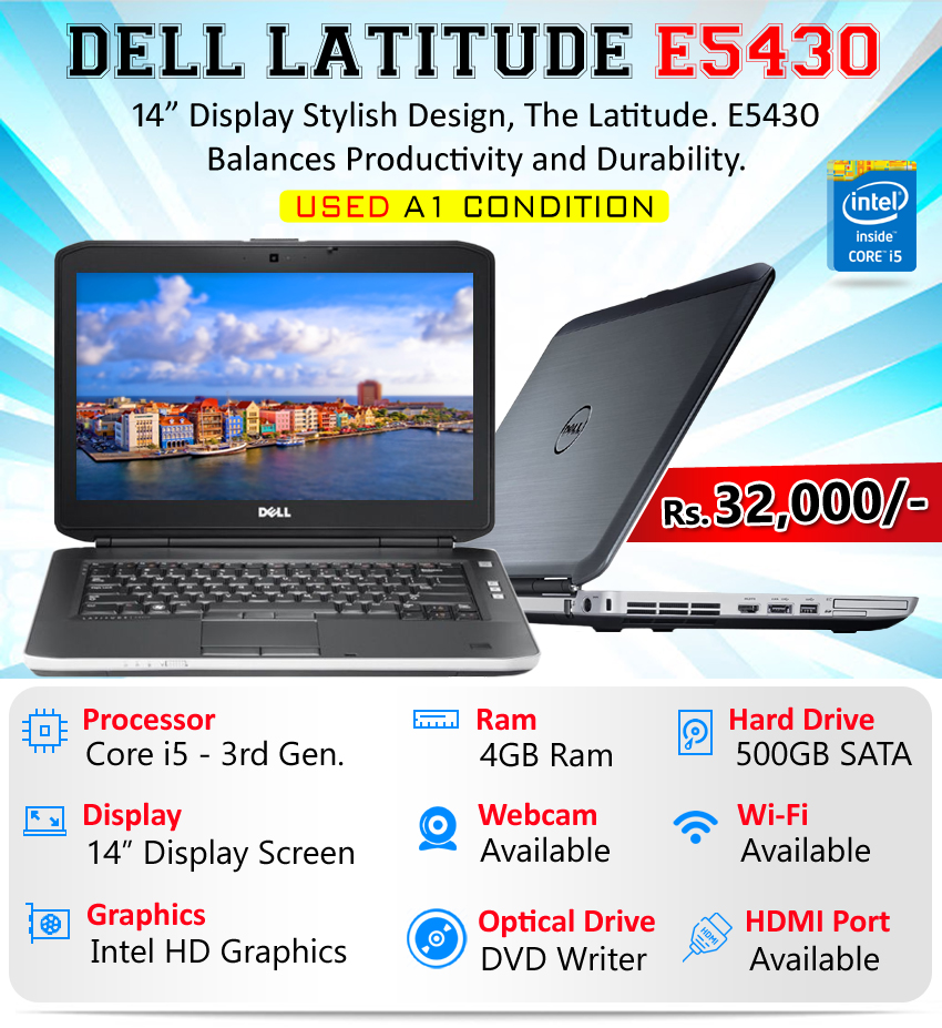 Dell Latitude E5430 Core i5 – 3rd Gen., 4GB Ram, 320GB HDD, 14″ Display  Laptop (Used) - Computer Choice