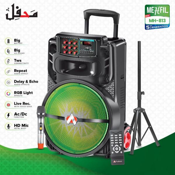 MEHFIL MH-813 (5TH GENERATION) 1.0 PORTABLE TROLLY SPEAKER