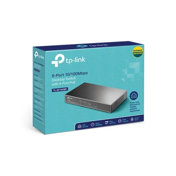 TP-Link TL-SF1008P 8-Port 10/100Mbps Desktop Switch with 4-Port PoE+ - Image 3