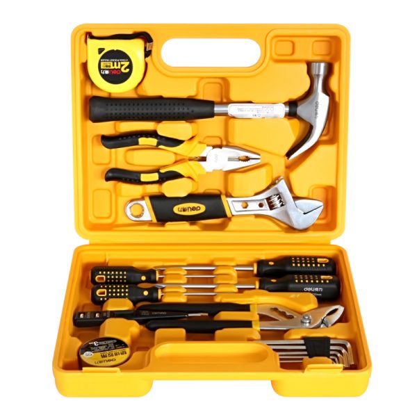 Deli 3701 Tool Kit 16 Pieces Soft Grip Tools with Fiber Case - www.computerchoice.pk