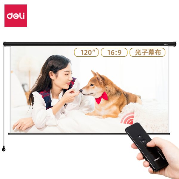 Deli Projection Screen 50453 Motorized – Remote Control Operated - www.computerchoice.pk