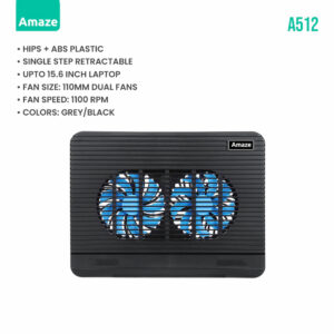 AMAZE A512 Dual Fan Laptop Cooling Pad, AMAZE A512, AMAZE A512 Laptop Cooling Pad, AMAZE A512 Laptop Cooling Stand with Fans, Laptop Cooling Stand with Dual Fans, AMAZE Laptop Stand, AMAZE Laptop Cooling Pad with Dual Fans, AMAZE Products Best Prices in Karachi Pakistan, Laptop Cooling Stand with Fans, Laptop Cooling Pad with Fans, Laptop Stand Prices in Karachi Pakistan, Laptop Cooling Pad Prices in Karachi Pakistan, Laptop Accessories Best Prices in Karachi Pakistan