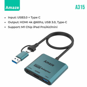 AMAZE A315 TYPE-C + USB TO 3 IN 1 HUB, AMAZE A315, A315, AMAZE TYPE-C + USB TO 3 IN 1 HUB | A315, Type C + USB to 3-in-1 HUB Adapter, Type C + USB to 3-in-1 4K HDMI + Type-C + USB 3.0 HUB Adapter Supports M1 Chip iPad Pro /iPad Air/iPad mini Best Discounted Minimum Price in Karachi Pakistan, AMAZE All Products Available at Best Discounted Minimum Price in Karachi Pakistan