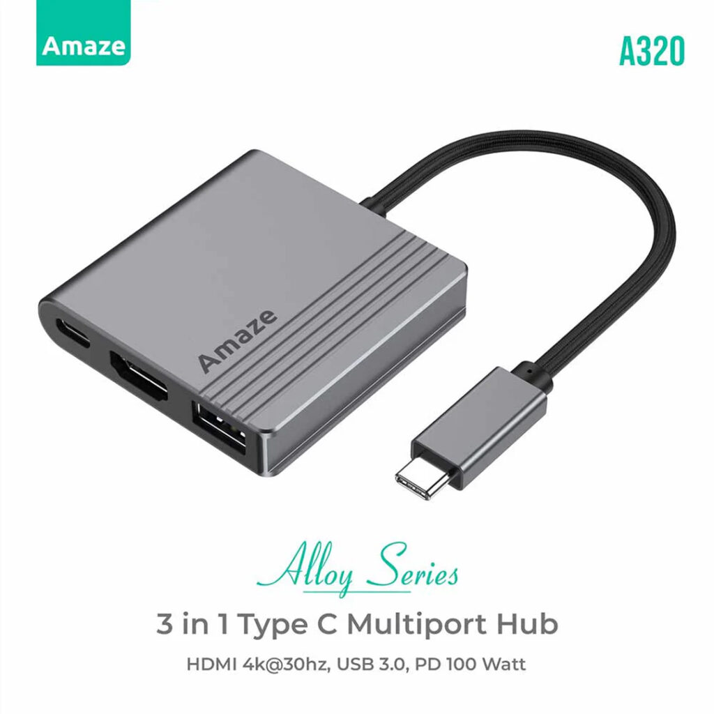 AMAZE A320 Multiport HUB Type-C to HDMI + USB 3.0 + Type-C Ports ...
