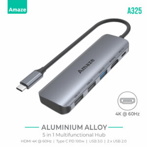 AMAZE A325 5-in-1 Type-C to Multiport HUB, Amaze 5 in 1 Type C Multiport Hub 4k @60hz | A325, AMAZE A325 Aluminum Alloy 4K UHD 5-in-1 Multiport HUB Adapter Type-C to Type-C + HDMI + USB Ports Adapter HUB, AMAZE A325 HUB Adapter, A325, 5-in-1 Type-C to Multiport HUB Adapter, AMAZE A325 5-in-1 Type-C Multiport HUB Adapter Best Discounted Minimum Price in Karachi Pakistan, AMAZE All Products Available at Best Discounted Minimum Price in Karachi Pakistan