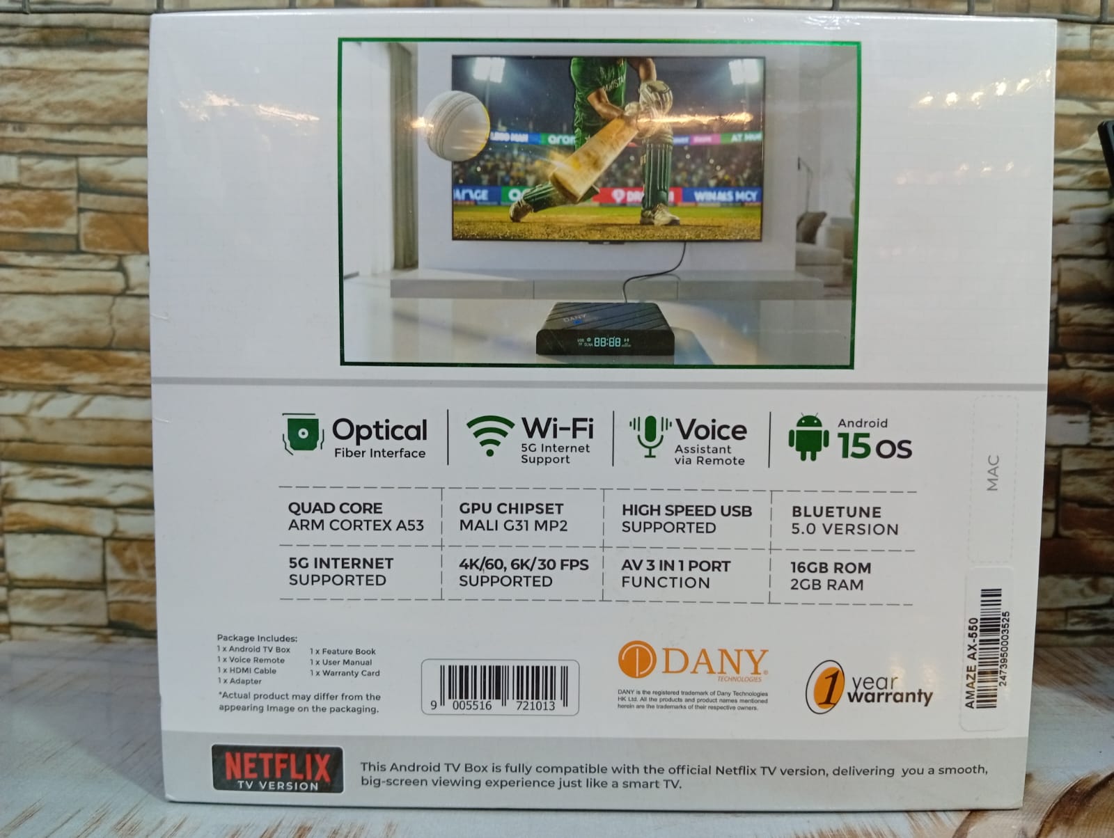 DANY AMAZE AX-550 4K ULTRA HD Android Box